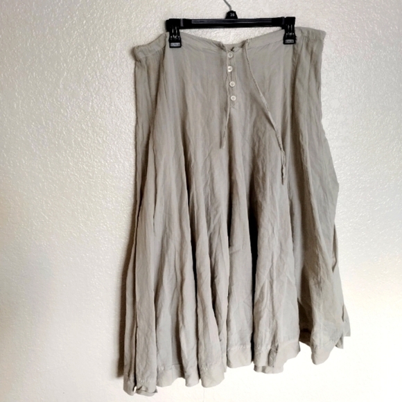 CP Shades lagenlook cotton drawstring button front midi skirt sz L - Picture 1 of 6